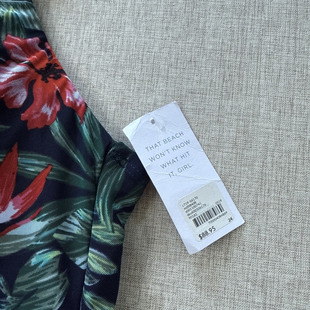 Cacique One Piece Swimsuit Dress Womens Plus Size 24‎ Ruched Modest Coverup - Picture 2 of 9